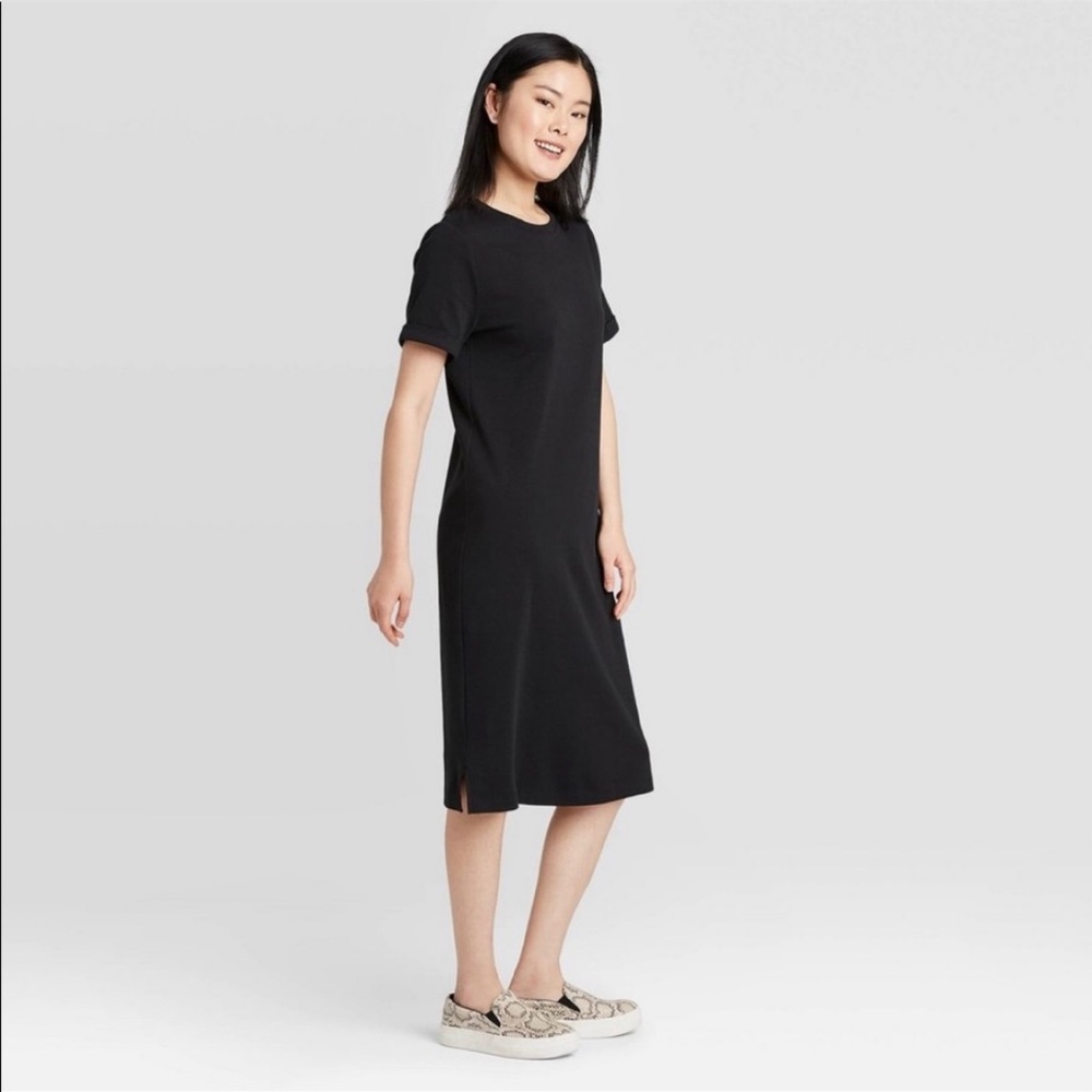 NWT a new day Short Sleeve Black T Shirt Dress in sz XS